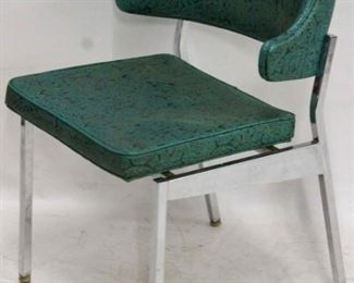 197 - Vintage teal short arm chrome base chair 31 1/2 x 19 3/4 x 20
