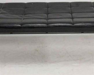 203 - Gunlocke tufted top chrome base bench 18 x 47 1/2 x 20
