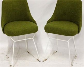 202 - Pair unusual green tweed Knoll base chairs 33 3/4 x 20 x 18
