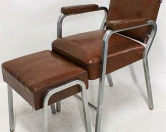 206 - Vintage adjustable salon chair with stool chair 45 1/2 x 22 1/2 x 23 1/2 stool 24 x 20 1/2 x 16
