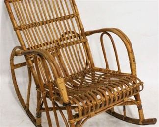 209 - Vintage rattan woven bentwood rocker 37 x 21 3/4 x 38
