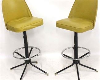219 - Pair mid-century swivel barstools, gold color 37 x 16 x 16
