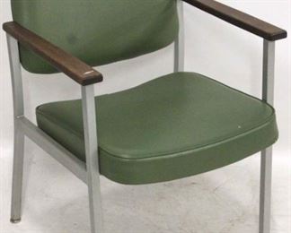 222 - Vintage wood & aluminum arm chair in avocado 32 x 22 1/2 x 21 1/4
