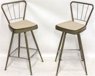 226 - Pair vintage swivel metal bar stools 34 1/2 x 15 x 16 1/2
