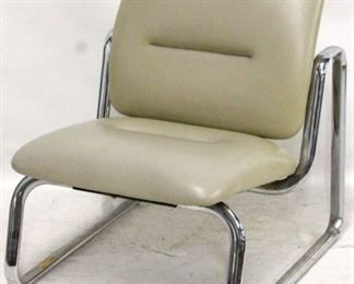 227 - Chrome with beige upholstery vintage lounge chair 31 x 25 1/2 x 27 1/2
