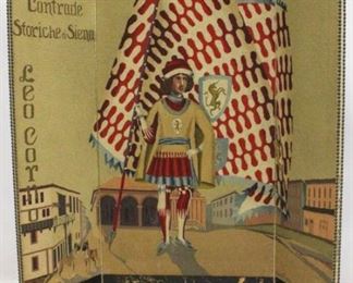 228 - Dated 1954 Needlepoint room divider Artist name & date in needlepoint on lower right trifold design 60 x 58
