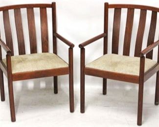 230 - Pair vintage slat back arm chairs 35 x 22 1/2 x 20
