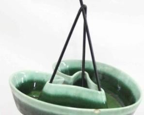 249 - Vintage atomic Hull pottery & metal smoking stand 28 x 12 x 12
