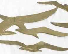 271 - Vintage 4 piece brass seagull sculpture largest 11 x 28 1/2
