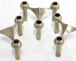 281 - 3 Vintage Dansk metal tripod candle holders 2 1/2" tall x 4
