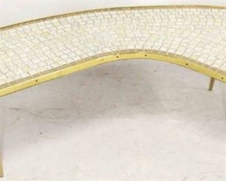 289 - Mosaic tile top boomerang coffee table 15 x 58 x 22
