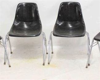 301 - Set of 4 Adirondack black stacking shell chairs 28 x 16 x 17