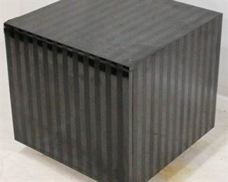 304 - 1970x Black tone on tone cube table with door 24 x 24 x 24
