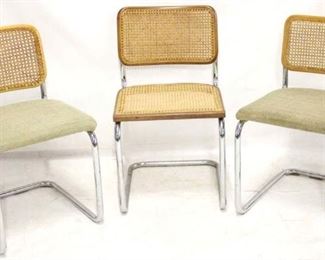 319 - 3 Knoll Cesca chrome base, cane back chairs 32 x 18 x 19 Odd chair no tag, caned seat
