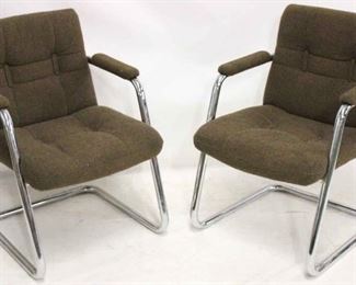 326 - Pair Chromcraft arm chairs in brown 33 x 23 x 25
