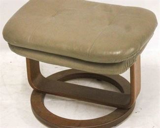 329 - Taupe leather footrest 16 x 17 x 23
