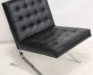 337 - Royalmetal chrome base black lounge chair 30 x 22 x 26
