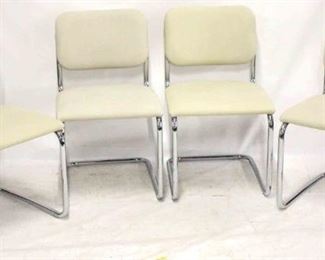341 - Set of 4 Knoll Cesca white leather chairs 32 x 20 x 21
