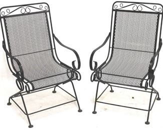 344 - Pair wire spring rocker patio chairs 40 x 22 x 23
