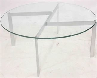 351 - Opposing triangle metal & glass cocktail table 15 x 36
