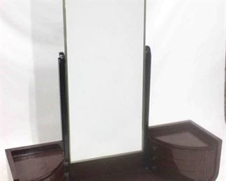 359 - 1930s Art Deco Donald Deskey for Widdicomb vanity Carpathian elm & black lacquer This stunning machine age art deco vanity was realized by the esteemed 20th century luminary- Donald Deskey- who designed the iconic Radio City Music Hall. The Vanity features a demilune body with a Carpathian elm. The base is supported by A black lacquer Base. With its perenially modernist form- created by inimitable Donald Deskey- this Vanity would be a winning addition to any style of interior from classic Art Deco to contemporary. It is in overall in great shape and original. 52 x 55 x 14
