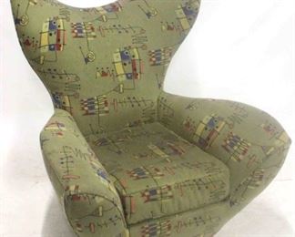 360 - Vintage Scandinavian oversize freeform arm chair in beautiful atomic upholstery 44 x 36 x 40
