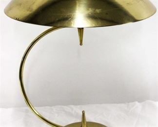 365 - Vintage brass arc table lamp with brass shade 23" tall
