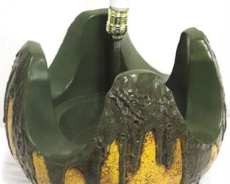 380 - Mid-century fat lava table lamp base is 12" tall, 13 1/2 diameter
