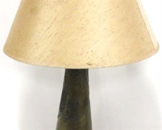 383 - Mid-century ceramic base molded table lamp bronzed finish 29" tall
