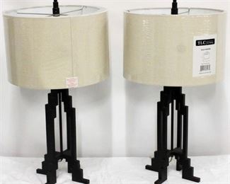 394 - Pair Stiffel metal base lamps, tower style 28" tall
