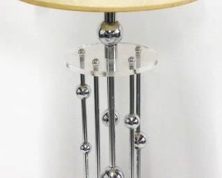 398 - Marble base chrome stick & ball table lamp 28" tall
