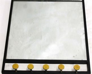 406 - Metal wall mirror with coat hooks 24 x 20