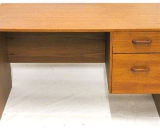 412 - Vintage teak mid-century desk with 2 drawers 28 x 47 1/2 x 24
