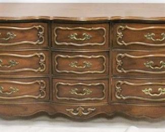 458 - Vintage carved French triple dresser 33 x 68 x 18 normal wear
