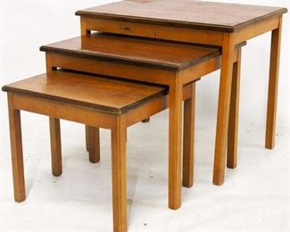 479 - Teak set of 3 nesting tables Normal wear to finish largest table is 19 x 16 x 22
