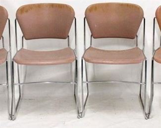 492 - Vintage Perry set of 4 chrome back stacking chairs 31 x 18 x 17 1/2
