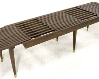 496 - Vintage expandable slat top 6 leg coffee table 15 x 52 (62 1/2 long extended) x 17
