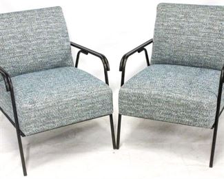 499 - Matching pair Alden Parkes upholstered arm chairs Metal frame 32 1/2 x 26 x 30
