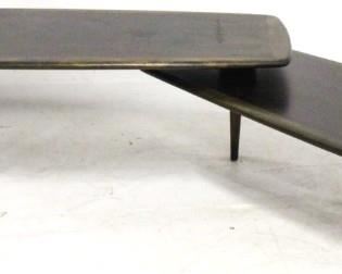 505 - Lane Acclaim boomerang coffee table dark finish 15 x 50 x 19 (extending side 11 1/2 x 41 x 19)

