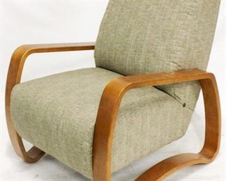 504 - Todd Oldham for Lazyboy lounge chair bent cherry wood frame 40 x 29 1/2 x 34
