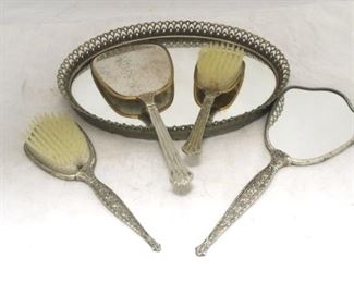 509c - 5 Pc vintage vanity set tray 14 x 9
