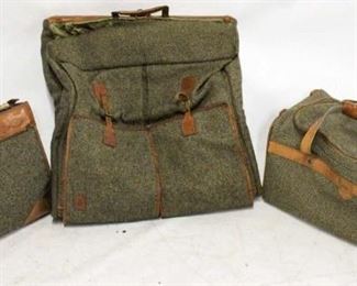507 - Vintage 3 pc Hartmann tweed wool & leather Luggage normal wear
