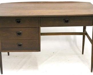 510 - Vintage mid-century writing desk, lip edge back 3 drawers 30 x 48 x 25 veneer loss spot on back side
