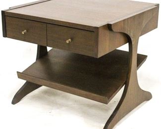 512 - Kroehler one drawer magazine rack end table walnut 21 x 24 x 25 normal wear
