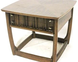 516 - Vintage mid-century one drawer end table ribbon carved front drawer 20 x 24 x 24
