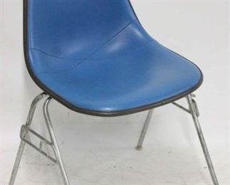 526 - Herman Miller blue shell stacking chair 32 x 18 1/2 x 22
