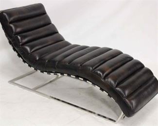 529 - Lazzaro leather chaise lounge on chrome base 30 x 64 x 25
