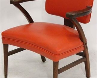 530 - Vintage orange upholstered wood frame armchair 31 x 25 x 24

