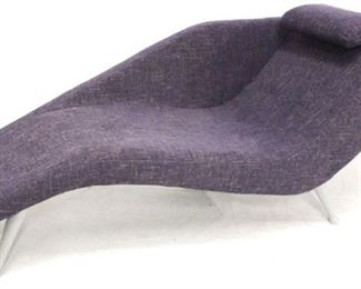 542 - Italian angled chaise lounge in eggplant adjustable separate head rest marked "Made in Italy" 32 x 85 x 31
