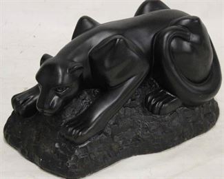 551 - Black panther monumental statue ceramic / plaster can take glass top if desired 17 x 27 x 13 1/2